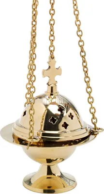 Produktbild von Rauchfass Kreuz Kette 37cm Weihrauchgefäß Schwenker Deko Messing Gold Neu 7588
