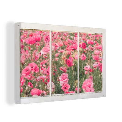 Produktbild von OneMillionCanvasses® - Leinwandbilder - 150x100 cm, Durchsichtig - Blumen - Rosa, Wandbilder Kunstdruck Wanddekoration