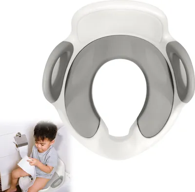 Produktbild von Sessamen-LP Töpfchentrainer Toilettensitz WC-Sitz Kinder Toilettentrainer Töpfchen Training Sitze Anti-Rutsch PolyurethanGepolstert Kissen mit Griff und Spritzschutz, Weiß