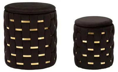Produktbild von Set aus zwei Hocker mit Ablagefläche, Modell Shanty, von Mauro Ferretti, Farbe Schwarz, Maße: Ø 37 x 42 cm, Ø 28 x 35 cm