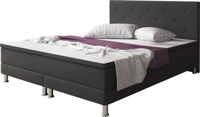Inter Handels Boxspringbett Bonn 140x200 Webstoff Anthrazit