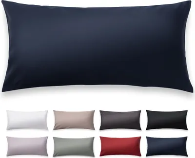 Produktbild von Blumtal 2er-Set Premium Mako Satin Baumwolle Kissenbezug 80x80 cm - Superweicher Kopfkissenbezug 80x80, mit Edler Glanz Optik und Gleichfarbigen Reißverschlüssen, Kissenhülle, Dark Ocean Blue - Blau