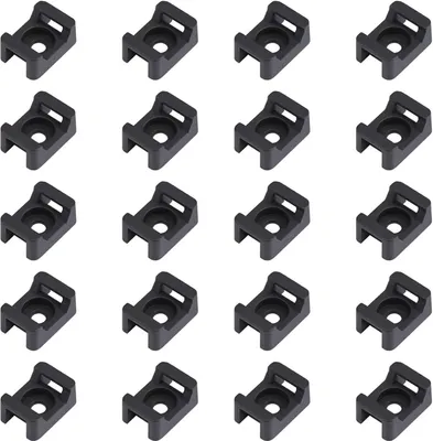 Produktbild von 150 Stück Kabelbinderhalter Schwarz Kabelhalter Schraubbar Kabelbinderhalterung 23 mm x 16 mm Kabelhalter für Kabelmanagement Hause und Büro