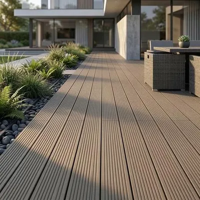 Produktbild von Terrassendielen WPC Braun 5 m² Komplettset Woodobasic | 20 mm Hohlkammer-Diele mit Clipsystem | 2,4 m Dielen für Terrasse, Balkon & Garten
