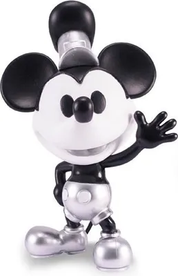 A black and white Mickey Mouse figurine.