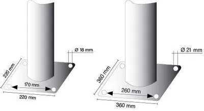 Produktbild von Stahlrohrpoller Ø 273 mm, 1500 mm Länge, mit Bodenplatte zum Aufdübeln Pulverbeschichtet, mit Leuchtstreifen