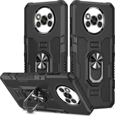 Produktbild von Xiaomi Poco X3 Hülle, Dual Layer Robuste Rüstung Ringhalter Ständer Schutzhülle für Xiaomi Poco X3 NFC / X3 Pro Schwarz