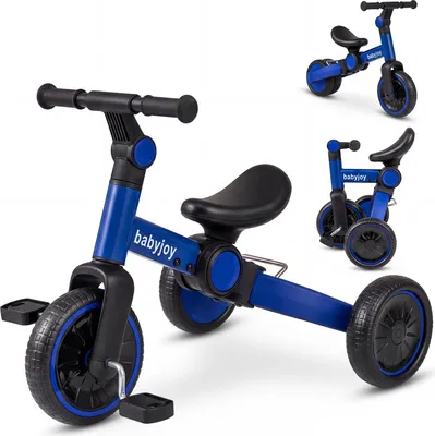 Zdjęcie produktu dla Rower dziecięcy COSTWAY 5 w 1, rower biegowy dla dzieci z zdejmowanymi pedałami, regulowaną kierownicą i tylnymi kołami, składany trójkołowy rower dziecięcy, rower biegowy dla dzieci w wieku 2–4 lat