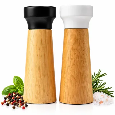 Obrázek produktu pro Sada mlýnků na sůl a pepř z akáciového dřeva Keramický mlýnek na koření