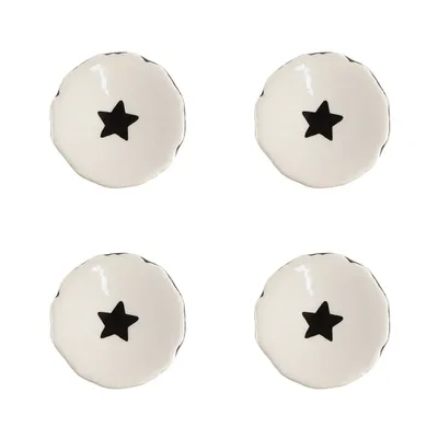 Image de Clayre & Eef Bouton de porte Lot de 4 Ø 4 cm Beige Céramique Étoile