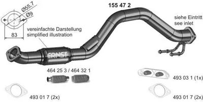 Produktbild von ERNST Abgasrohr Auspuffrohr für VW GOLF VI (5K1) Vorne 155472