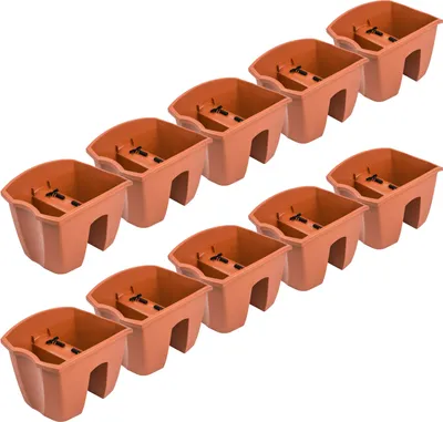Produktbild von 10x Blumenkasten 24cm Hängetopf Blumentopf Balkontopf Geländertopf DCRO Terrakotta