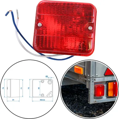 Produktbild von Nebelschlusslicht 75×85×50 mm 12 V – E9  – inklusive Glühbirne – Anhänger Nebelschlussleuchte für PKW & Trailer – robustes Autozubehör