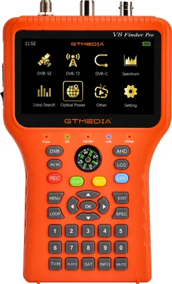 Obrázek produktu pro GTMEDIA V8 Finder Pro Vyhledávač televizního signálu DVB-S/S2/S2X/T/T2/C Přijímač signálu 4,3palcový LCD displej H.265 Automatický výpočet úhlu 4000mAh baterie