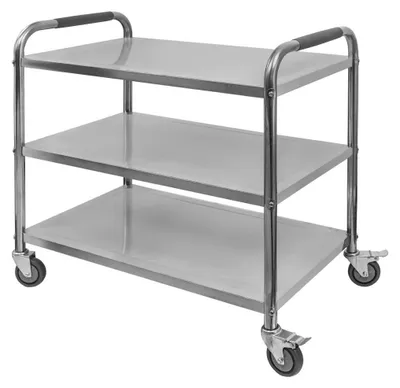 Obrázok produktu pre Servírovací vozík z nehrdzavejúcej ocele Mega-M STANDARD s 3 policami Š-85 cm D-45 cm H-90 cm N