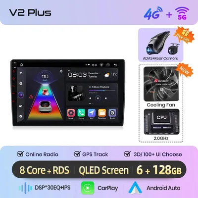 Image de Autoradio compatible avec CarPlay, écran HD de 9 pouces – Système de navigation Bluetooth