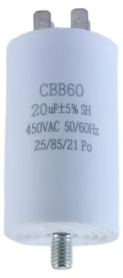 Betriebskondensator CBB60, 20 µF, 450 V AC, 40x70 mm