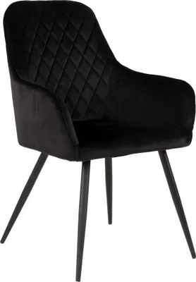 Image de House Nordic House Nordic Harbo Chaise de salle à manger en velours noir - lot de 2