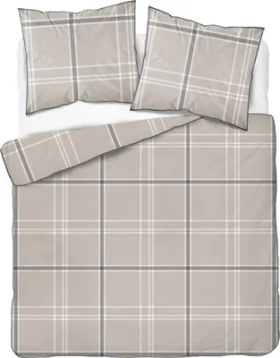 Produktbild von Bettwäsche, Perkalbettwäsche, mit Paspel, elegant 160x200 5240b Beige Karomuster