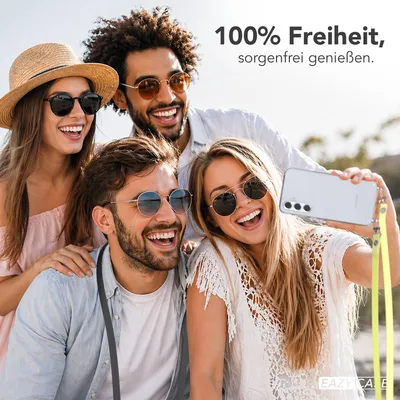 Produktbild von EAZY CASE Handykette magnetisch mit Handyhülle für Samsung Galaxy A35, Crossbody Handyband 1-1,90m verstellbar mit 2 Ösen in Gelb