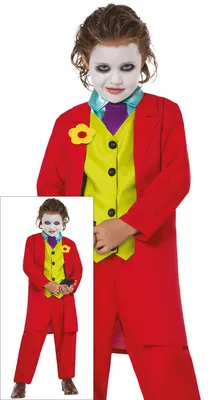 Produktbild von Mr Smile Halloween Kostüm Fröhlicher Schurke Bunter Anzug Narr Kinder Spass Farbe Stimmung Herbst Fest Kostüm Garderobe Kinderträume, Größe: 110/116 Farbe: Rot