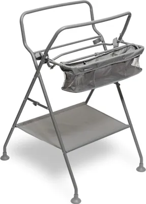 Obrázek produktu pro Skládací stojan na dětskou vaničku - s úložnými kapsami a nepropustnou vypouštěcí hadicí - Ergonomický, lehký a stabilní držák na vaničku - Skládací - Snadno se ukládá