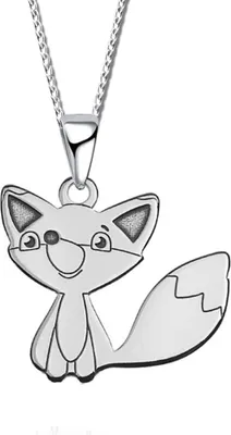 Produktbild von Mädchen Jungen Halskette echt 925 Sterlingsilber Kette mit Anhänger für Kinder 925er Tiere Fuchs A26Ko+42cm