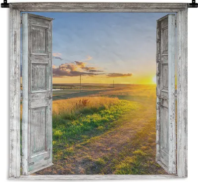 Produktbild von MuchoWow® Wandteppich Wandbehang Aussicht - Landschaft - Landschaft - Sonne 120x120 cm Tapisserie Dekoration Wandtuch - Modern - Baumwollgewebe