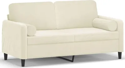 Produktbild von vidaXL 2-Sitzer-Sofa mit Zierkissen Creme 140 cm Samt