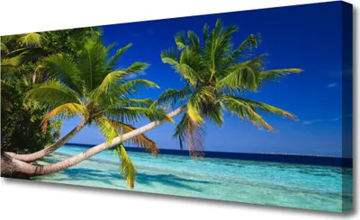 Produktbild von Tulup Leinwand-Bilder 125x50 Wandbild Canvas Kunstdruck Palmen Meer Landschaft