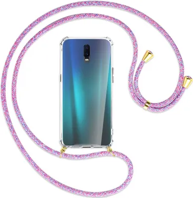 Produktbild von Handykette Backcover-Schutzhülle mit Band (Metall goldfarben) für Oppo R17 / RX17 - lila/rosa/blau