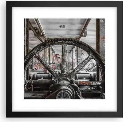 Produktbild von Gerahmtes Poster - Schwarzer Rahmen - Maschine Industrie Graffiti - 30x30 cm - Wand Bild - Wanddeko - Wandbilder - Wandposter - Bilderrahmen - Bilder - Kunstdruck - Wandbild - P2BAC30x30-4304