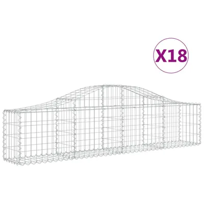 Produktbild von vidaXL Gabionen mit Hochbogen 18 Stk. 200x30x40/60 cm Verzinktes Eisen