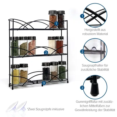 Produktbild von joeji's Kitchen Gewürzregal Stehend Organizer für 21 Gewürzdosen Schwarz