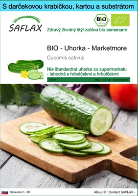Obrázok produktu pre SAFLAX Darčeková sada - BIO - Uhorka - Marketmore - Cucumis sativus - 20 Semená - S darčekovou krabičkou, prepravným štítkom, darčekovou kartou a pestovateľským médiom