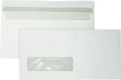 Produktbild von DULA - EA5/6 Umschläge - 110 x 220 mm - Venster links - 1000 Stück - selbstklebend mit Klebestreifen - 80 g