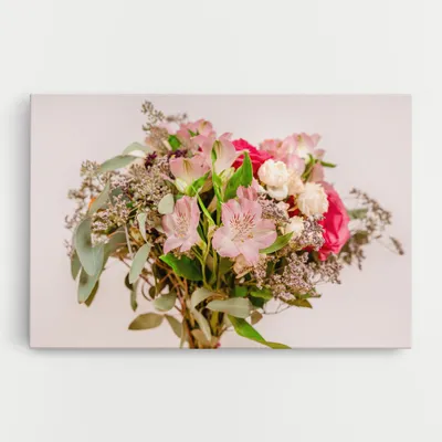 Produktbild von ARTHUB® Leinwandbild 50x70 cm, Girly Pink Bouquet | Wohnzimmerdekoration, Hängende Bilder, Wanddekoration, Heimdekoration, Blumen, Blumenstrauß