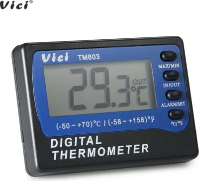 Image de Vici Mini Thermomètre digital LCD Mesureur de température Celsius Fahrenheit Degré à l'intérieur à l'extérieur du réfrigérateur et du congélateur Thermomètre avec sonde Affichage de la valeur Max Min