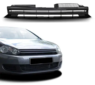 Kühlergrill Sportgrill Gitter Grill ohne Emblem SCHWARZ GLANZ für VW Golf 6 VI – Produktansicht