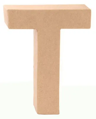 Produktbild von GLOREX 6 2029 120 - Papp - Buchstabe T, Buchstabe aus brauner Pappe, ca. 17,5 X 5,5 cm groß, zum bemalen und bekleben, für Serviettentechnik und Décop