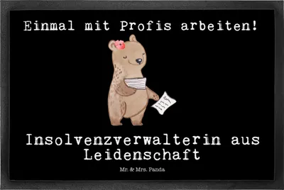 Produktbild von Mr. & Mrs. Panda Sauberlaufmatte Insolvenzverwalterin Leidenschaft 50 x 75 cm - Schwarz - Geschenk, Bodenvorleger, matte haustür, Schmutzmatte, Fußabtreter, fußmatte
