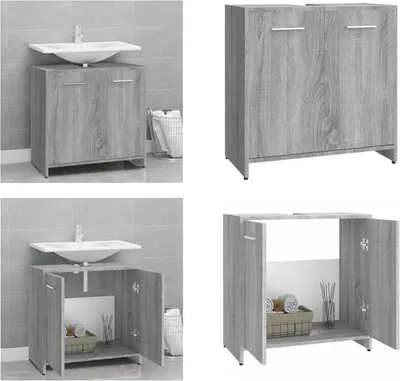 Immagine prodotto di vidaXL Mobile da bagno Grigio Sonoma 60x33x60 cm Materiale a base di legno - Mobile da bagno - Mobile da bagno - Mobili da bagno - Mobile da bagno