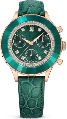 Image de Swarovski Octea Chrono Uhr, Schweizer Produktion, Lederarmband, Grün, Roségoldfarbenes Finish OCTEA CHRONO:LS GRE//PRO 5672931