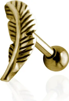 Produktbild von Helix Ohrpiercing Ohrstecker 925 Sterling Silber gelbvergoldet mit Feder Verschlusskugel - 3 mm Ohr - Links