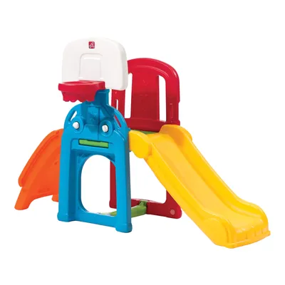 Produktbild von Step2 Game Time Sports Climber Spielgerät mit Rutsche und vielen Spielmöglichkeiten | Kinderrutsche, Basketballkorb, Kletterwand aus Kunststoff