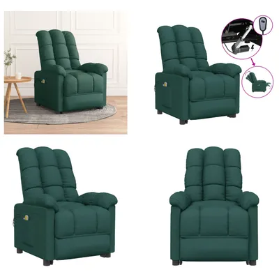 Immagine prodotto di vidaXL Poltrona massaggiante elettrica, tessuto verde scuro - Poltrona massaggiante elettrica - Poltrona massaggiante - Sedia massaggiante - Poltrona massaggiante
