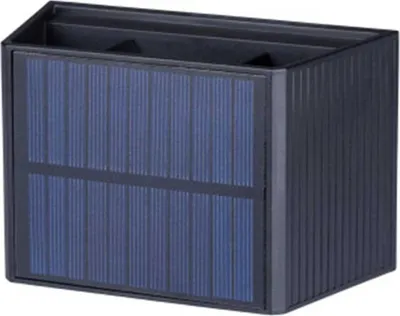 Image de Applique murale extérieure solaire LED Shada Noir IP65 1,5 W 100 lm Blanc chaud 2700 K Faisceau lumineux réglable vers le haut et vers le bas