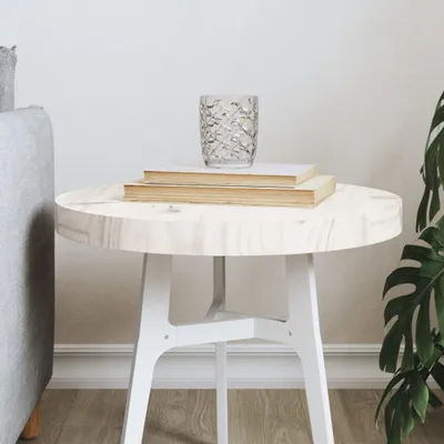 Produktbild von vidaXL Tischplatte Rund Weiß Ø40x3 cm Massivholz Kiefer