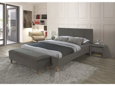 Obrázok produktu pre Čalúnená manželská posteľ NEVIO - 160x200 cm, šedá