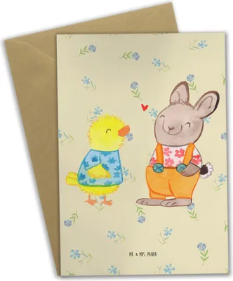 Produktbild von Mr. & Mrs. Panda Beileidskarte Ostern Freundschaft - Blumig - Geschenk, osterkarten, Liebe, weihnachtskarten, hochzeitskarten, Frühling, Küken, Grußkarte, Osterhase